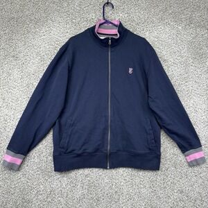 Eden Park Paris Jacket Men's 2XL XXL Blue Pink Full Zip Cardigan Sweater Heavy